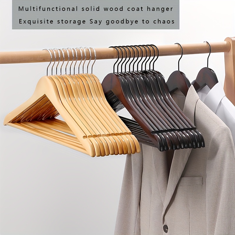 Solid Natural Wooden Hangers Sturdy Durable Suit Hangers for Wardrobe Organization