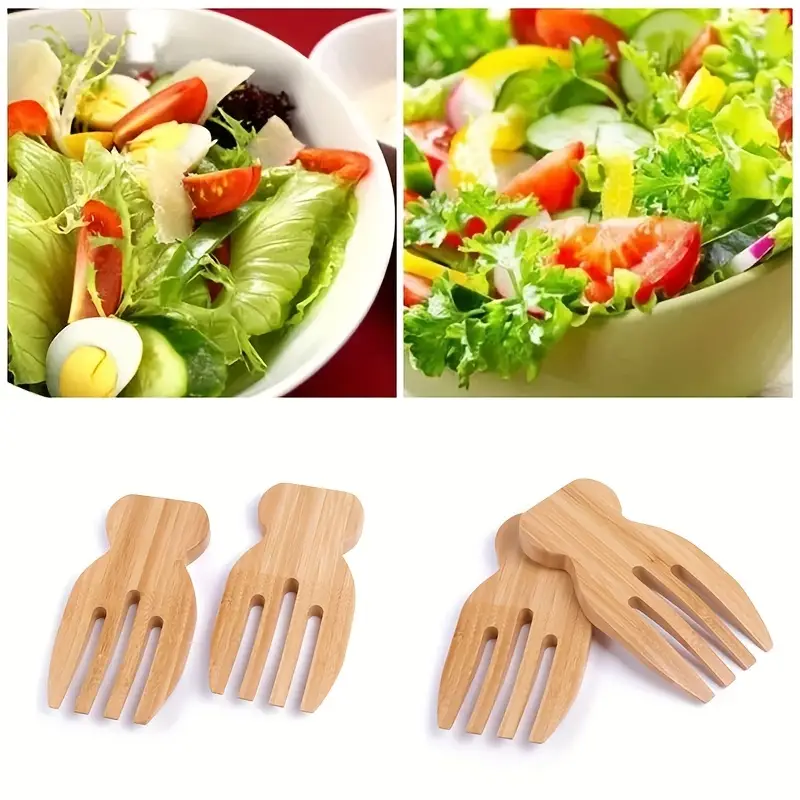 Salad Hands, Creative Bamboo Salad Hands, Reusable Bamboo Salad Serving,  Washable Wooden Salad Hands, Multifunctional Salad Tossers, Kitchen Salad  Servers, Kitchen Stuff, Kitchen Accessaries - Temu