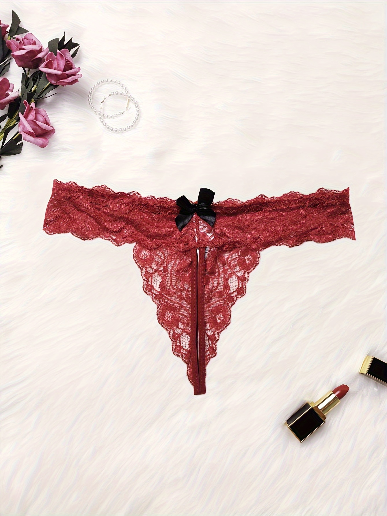 Floral Lace Bow Thongs Criss Cross Hollow Low Waist Panties - Temu