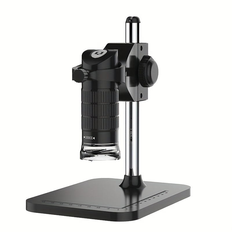 Loupe numérique de microscope électronique USB WIFI HD avec support (noir)