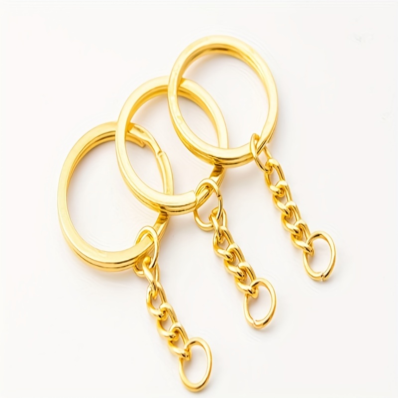 DIY Key Chain Sets , 25mm Keychain Ring , Jump Rings, Gold Color Plated,  DIY Keychain 