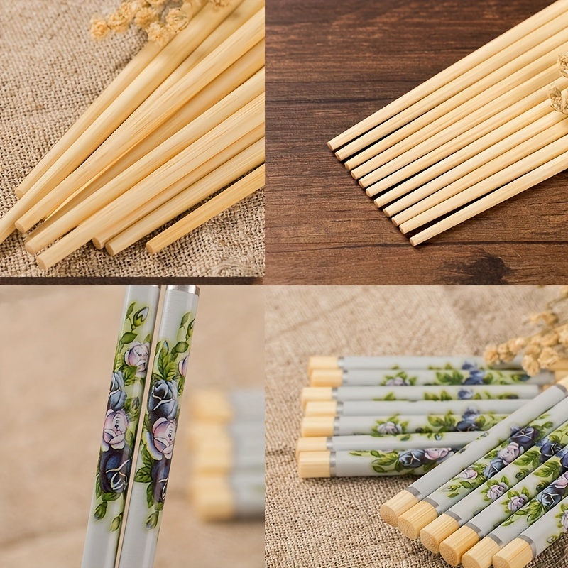 10 Pares Palillos Chinos Estampado Bambú Palillos Chinos - Temu