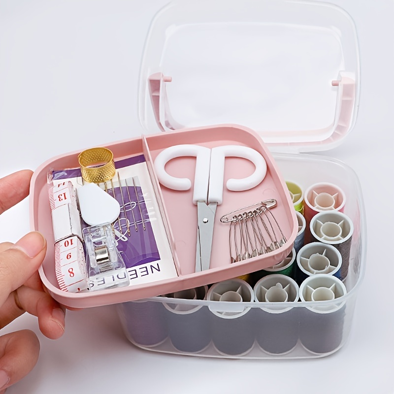 Black and Friday Deals BKFYDLS Portable Travel Sewing Box Kit Thread  Needles Mini Case Plastic Scissors Outdoor Hot Set ,Sewing Accessories on  Clearance 