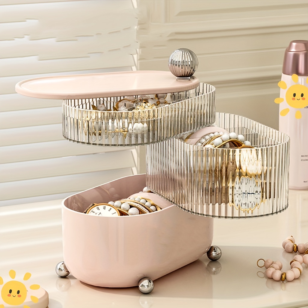 Rotating Desktop Storage Box Dustproof Multilayer Transparent Jewelry Watch Rack