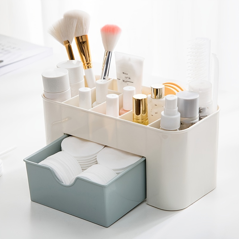 Desk Makeup Organizer With Drrawer Plastic Makeup Storage - Temu