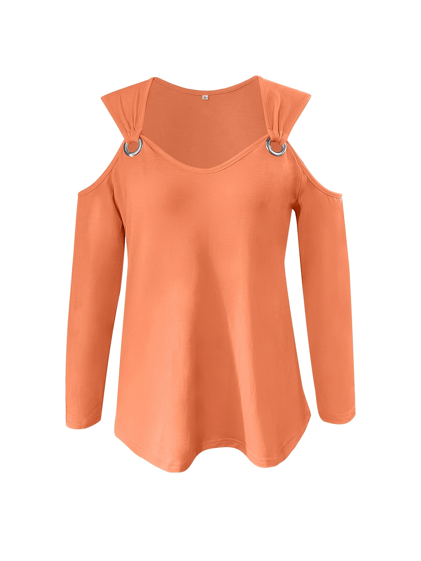 LUCKY BRAND WOMENS Shirt Medium Orange Cold Shoulder Short Sleeve