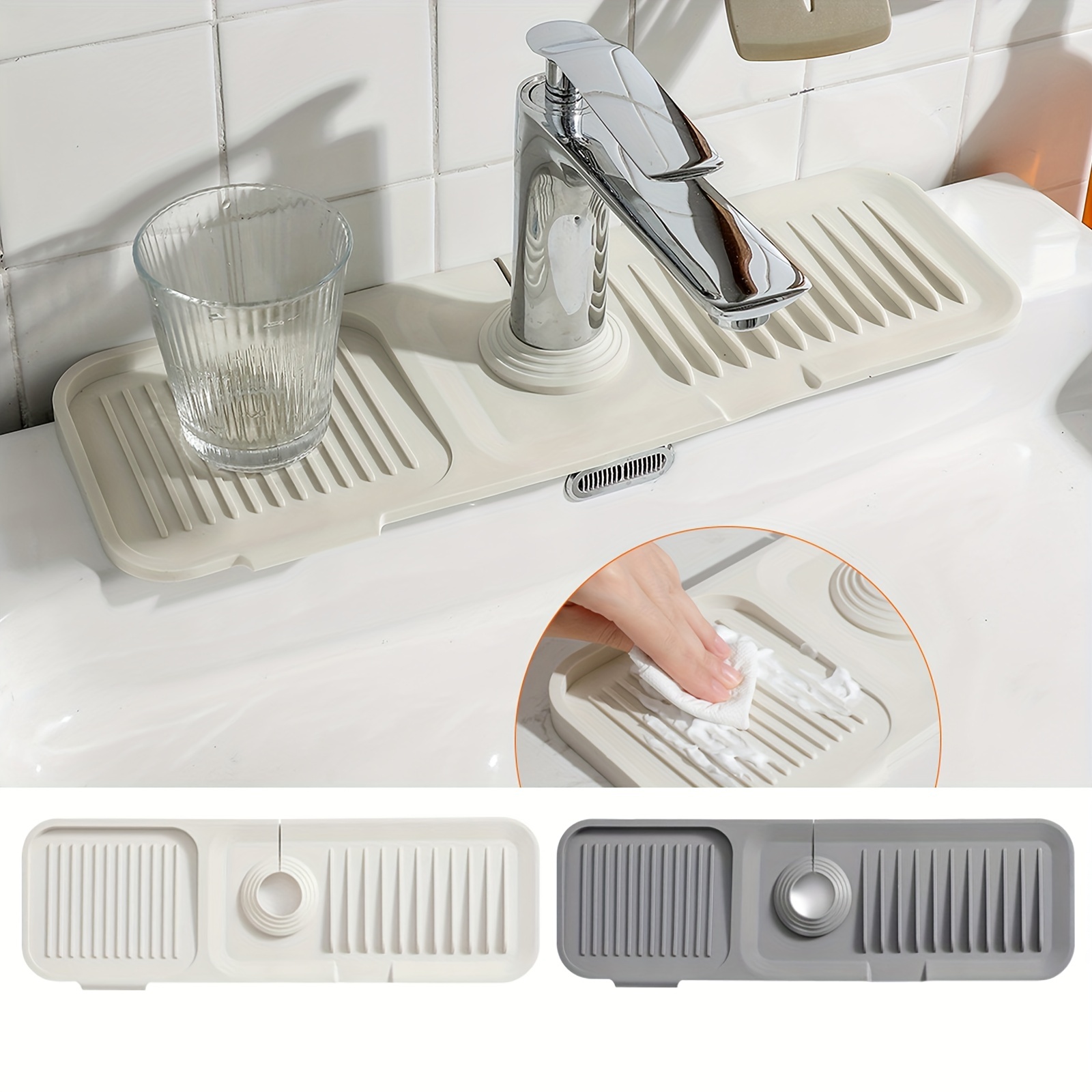 Silicone Faucet Drain Pad Drip Catcher Tray Kitchen Sink Splash