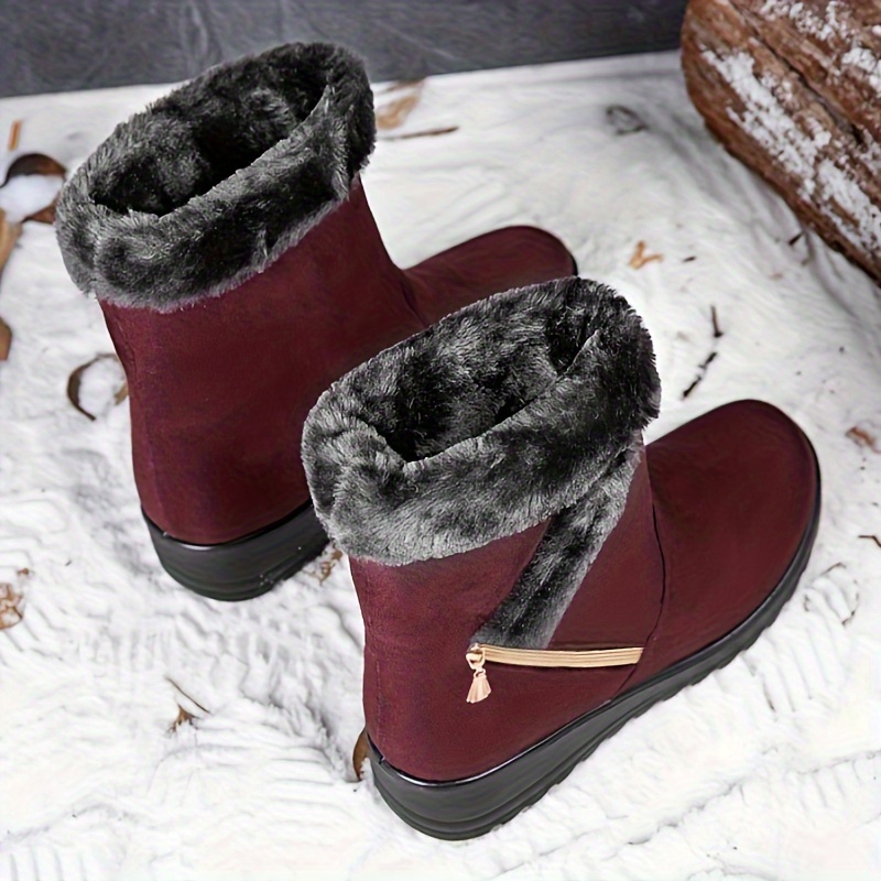 Non Slip Side Zip Snow Boots Thermal Winter Warm Mid Calf Boots