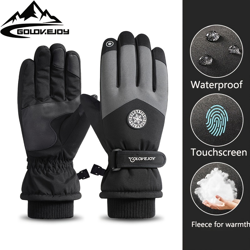 

Winter Couple Ski Gloves Thickened Warm Gloves Adjustable Closure Non-slip Touch Screen Gloves Outdoor Cycling Waterproof Cold Proof Gloves