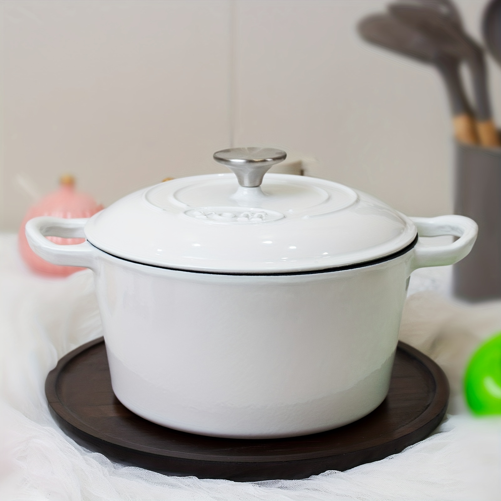 1pc, Enameled Cast Iron Dutch Oven With Lid (5.71''), Small Enamel Pot With