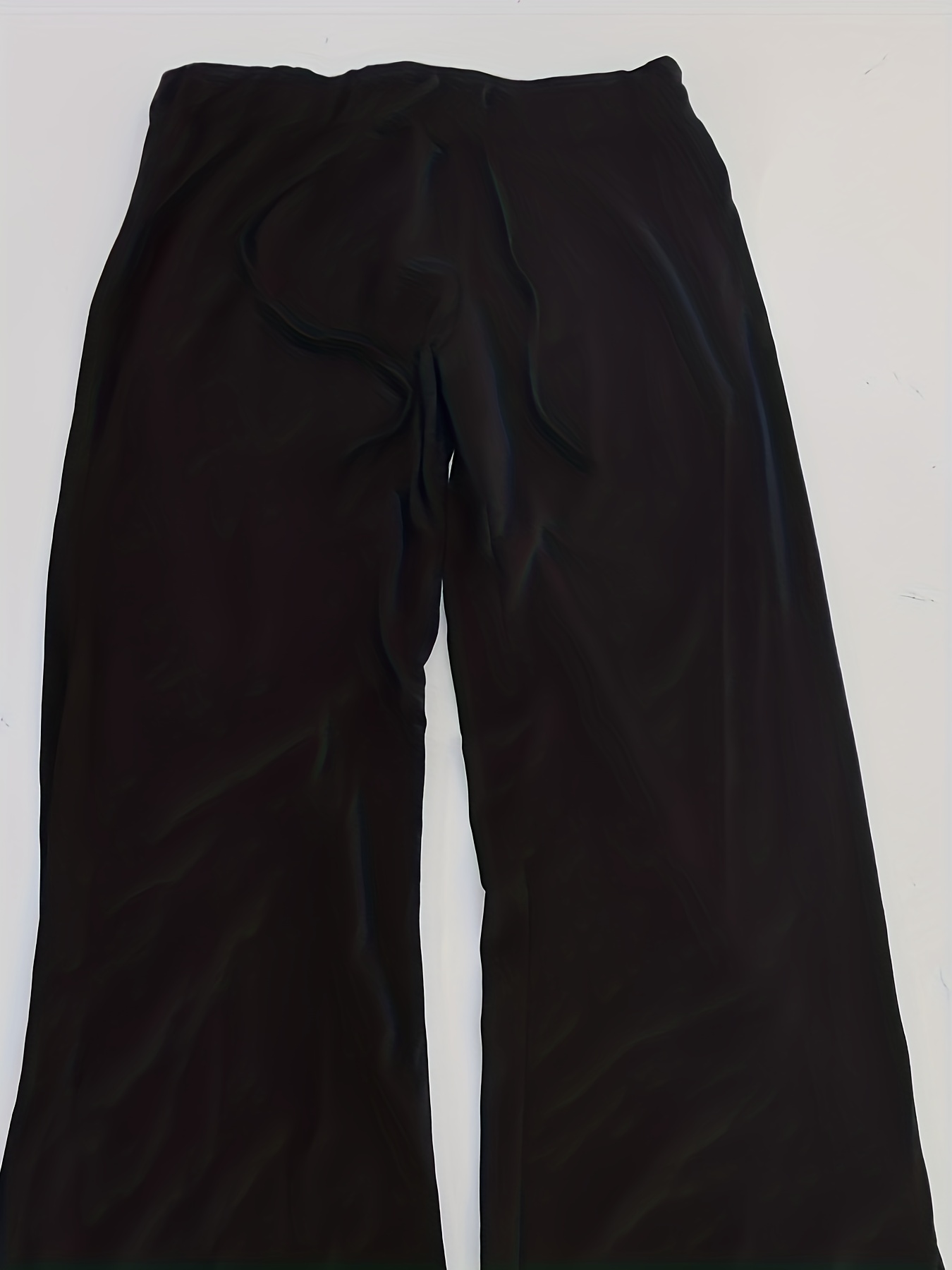 Pantalones Casuales De Pierna Ancha Con Cintura Elástica, Pantalones  Deportivos Con Cordón De Color Sólido, Ropa Deportiva Para Mujer