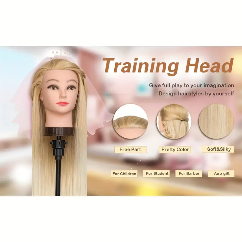 Female Mannequin Head Hair Styling Training Manikin Cosmetology Doll Head  Synthetic Fiber Hair For Hairdresser And Free Clamp Holder (6 Colors) -  Temu Austria