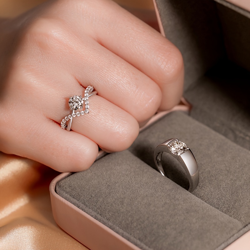 Crowning Love Couple Ring, Moissanite Diamond