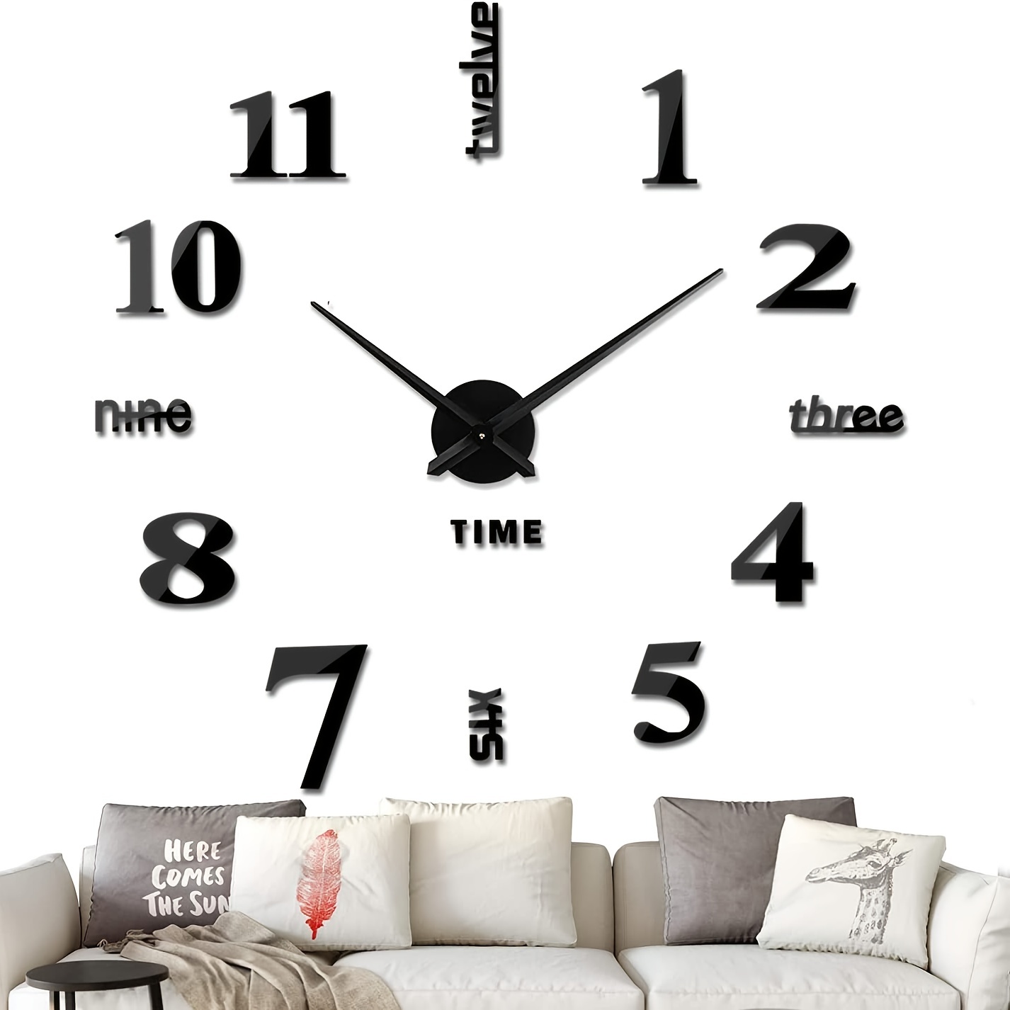 1 Unidad, Reloj Pared Diy Sin Perforaciones, Reloj Dormitorio Personalidad  Sala , Reloj Digital Silencioso, Reloj Adhesivo Decorativo Pared - Hogar  Cocina - Temu