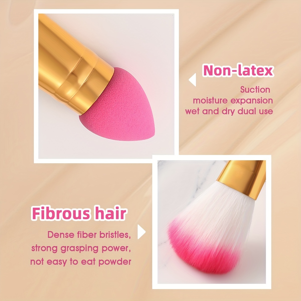 Mushroom Head Blush Makeup Brush + Makeup Sponge Puff, Fluffy Soft Hair  Facial Multi-purpose Makeup Brush Loose Powder Brush Large Blush Brush -  Temu