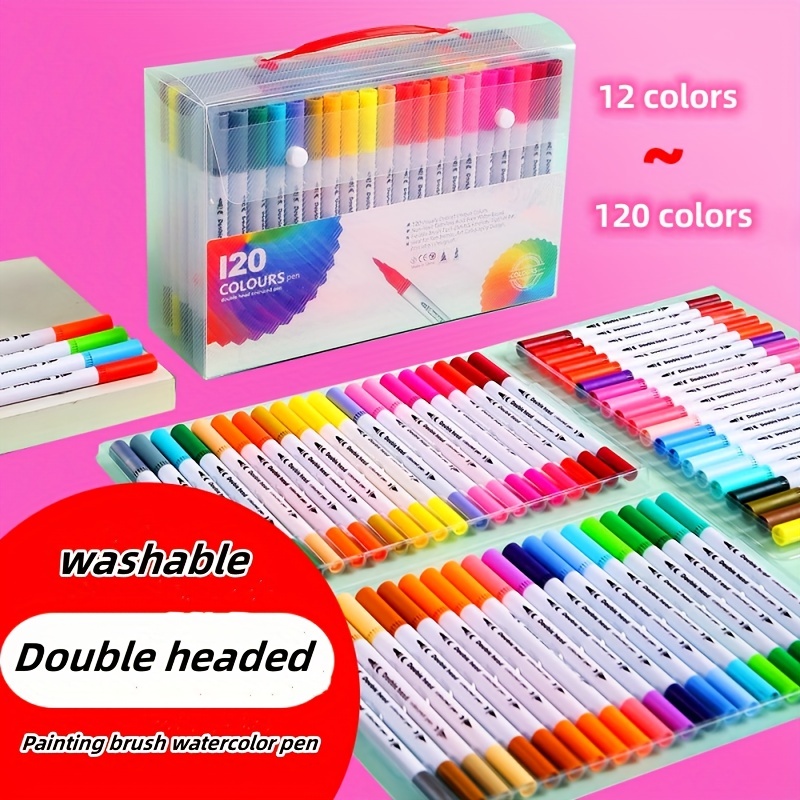 12-80 Color Water-Soluble Double Headed Marker Pen Watercolor Pen Set  Comics Double Headed Soft Headed Children's Painting Pen - AliExpress