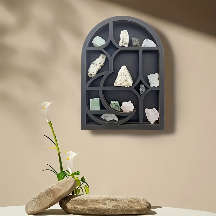 

1pc Black Moon Star Crystal Display Rack, Crystal Stone Shelf, Wall Decor, Home Decor, New Year Gift, Gothic Decor