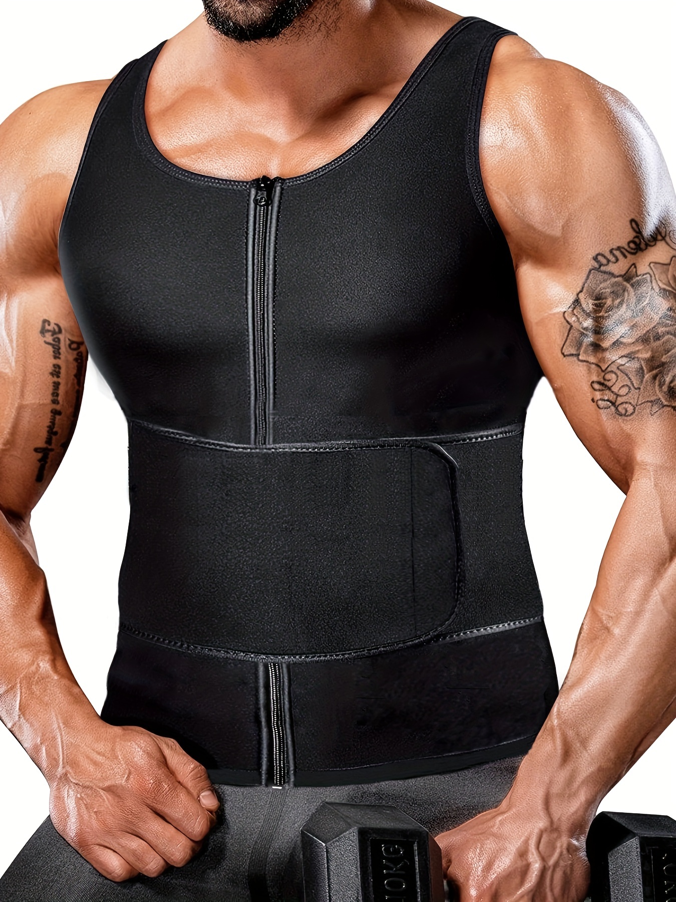 Men Sweat Sauna Waist Trainer Thermal Shirt Weight Loss Tank Tops Body  Shaper US