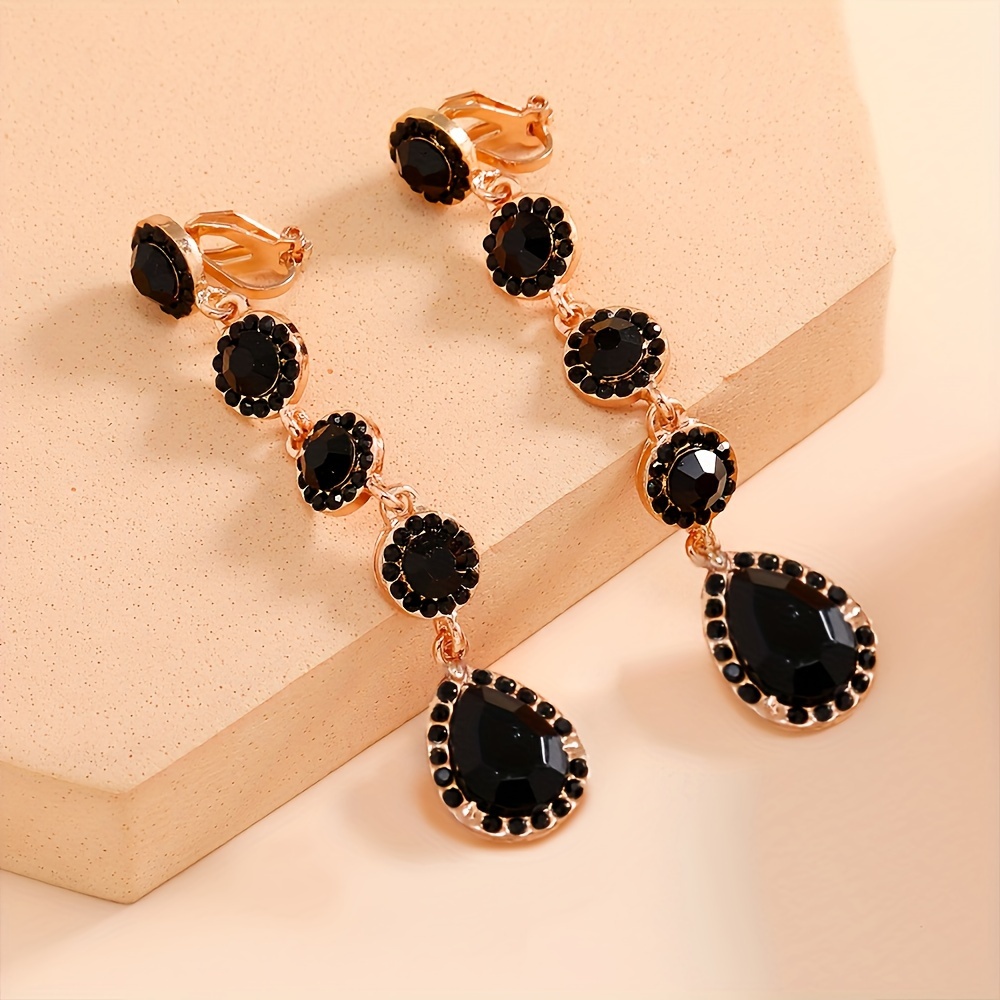 Rhinestone Line Top Teardrop Dangle Earrings main image 1