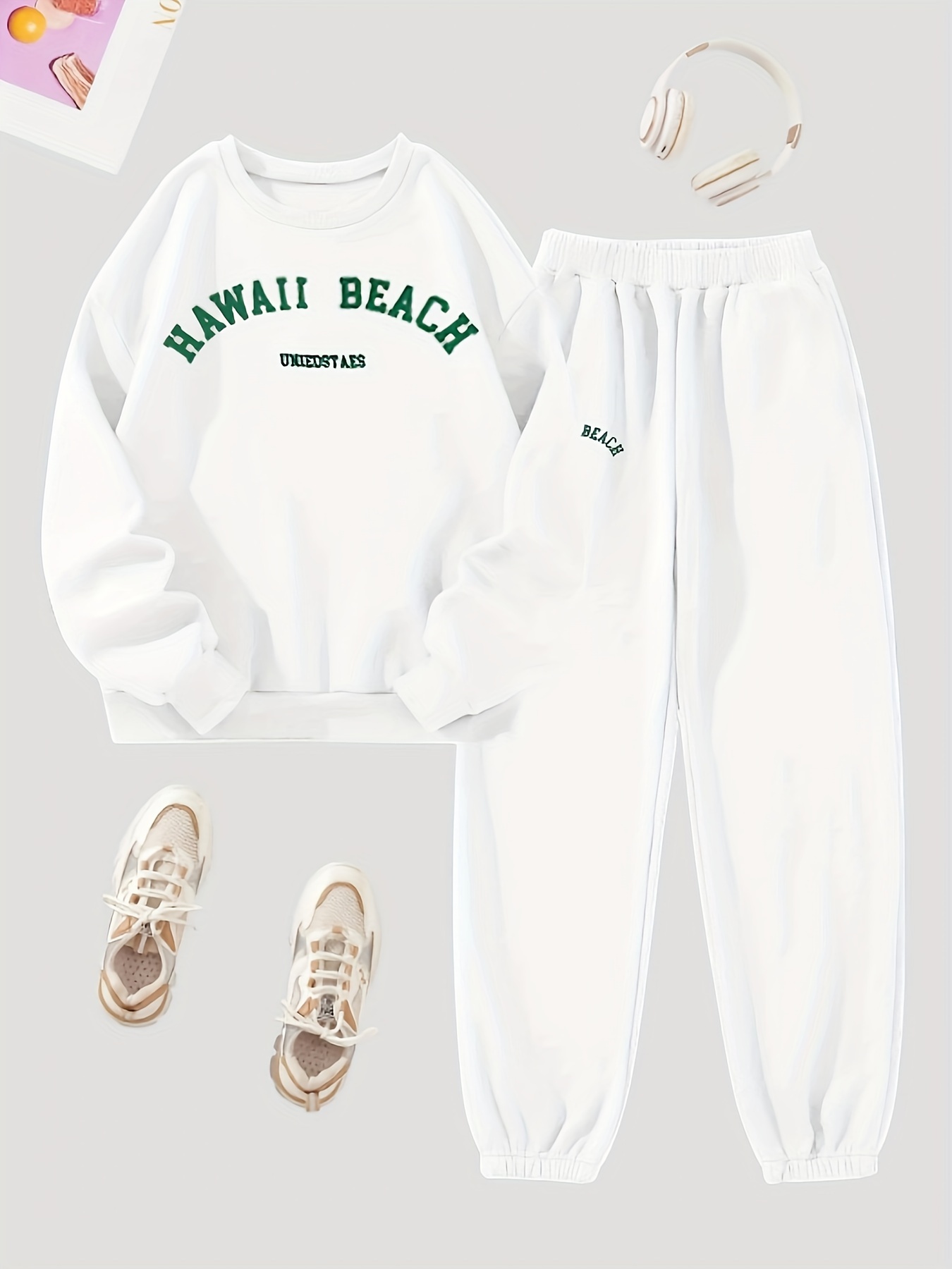 Casual Two piece Set Los Angeles Letter Print Long Sleeve - Temu