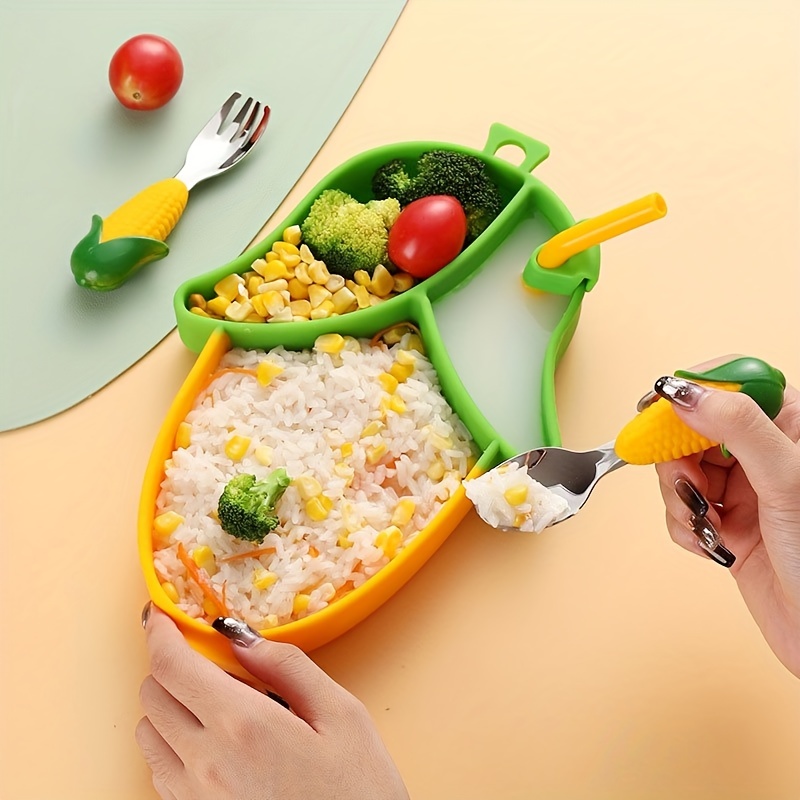 Heart Shaped Silicone Bowl Set With Spoon And Fork - Perfect For  Self-feeding Training And Elbow Food Supplement - Bendable Rice Spoon And  Food Silicone Elbow Spoon - Baby And Children's Tableware - Temu