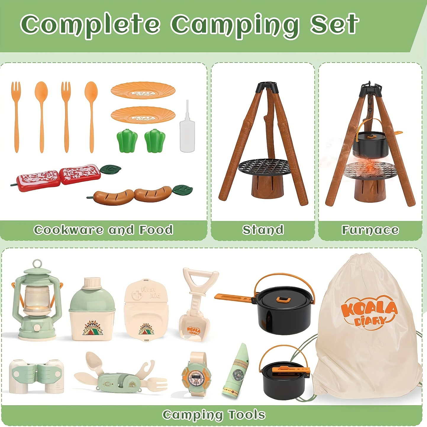 JOYIN 41Pcs Kids Camping Tent Set with Kids Camping Gear, Camping Set  Includes Kids Tent, Oil Lantern, Food Toys, Binoculars, Flashlights,  Compass and More, Pretend Play Camp Gear Tools for Christmas