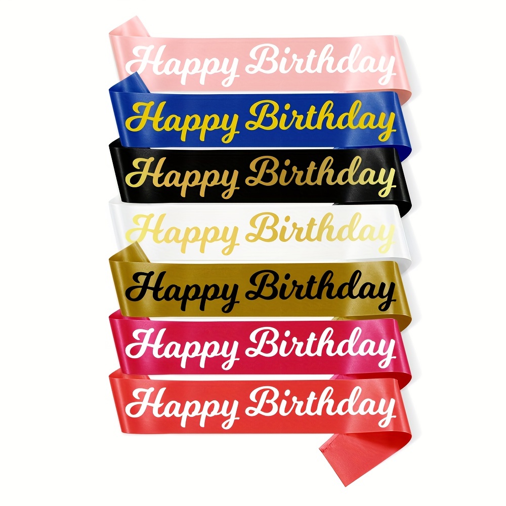 Banda de cumpleaños para niña con lámina dorada, banda rosa satinada suave  para mujer, banda de decoración de feliz cumpleaños para dulces 16, 18, 21