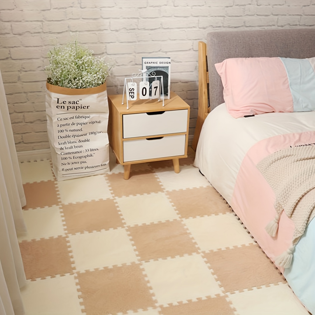 10pcs Plush Foam Puzzle Mats for Kids' Bedrooms & Floors