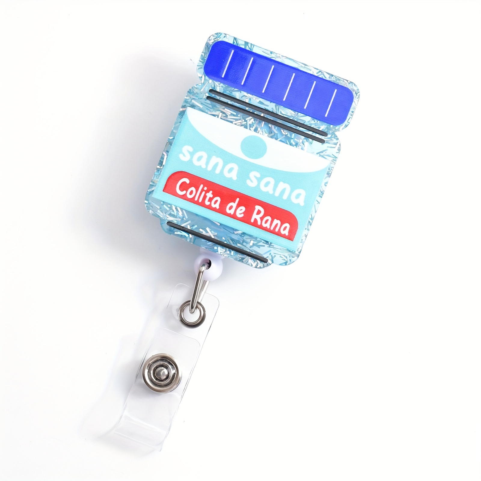 Blue Glitter Badge Reel Clip Cute Acrylic Badge Clip Funny - Temu Australia