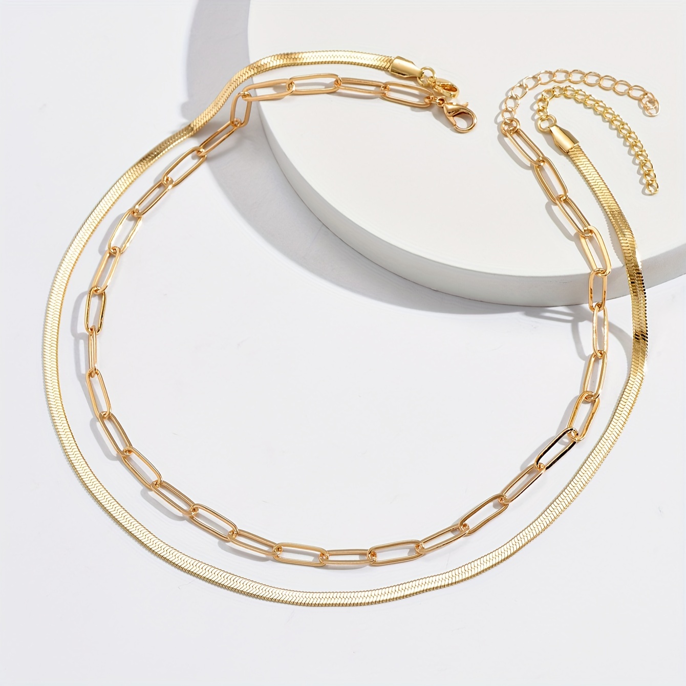 Stainless Steel 18k Gold Plated Golden Paperclip Chain - Temu