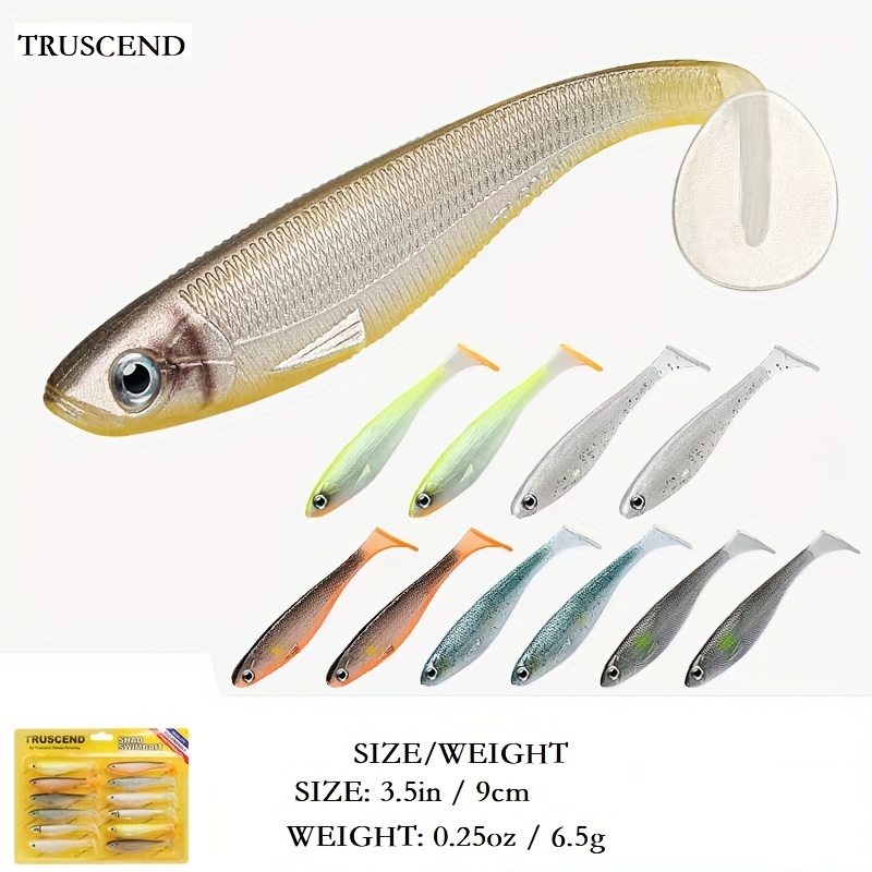TRUSCEND Fishing Lures Paddle Tail 3.5in 9cm Swimbaits Soft baits