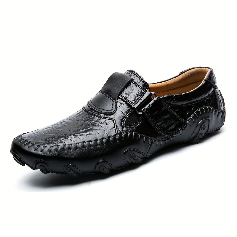 Mens Button Loafer Shoes Comfy Non Slip Slip On Shoes Mens