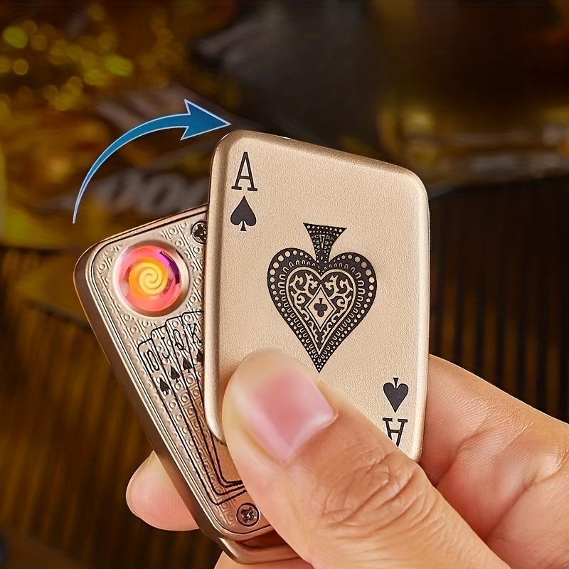 1pc Rechargeable Flameless Lighter Cigarette Lighter Portable Mini  Windproof Mahjong Keychain Playing Card Pattern, Quick & Secure Online  Checkout