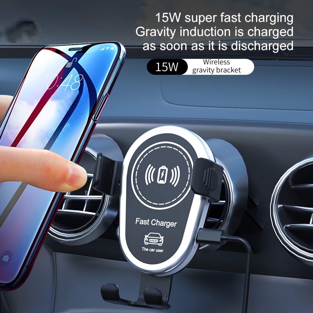 

C1 Mobile Phone Stand Car Wireless Charger, 15w Fast Qi Car Stand Wireless Charger, Suitable For Iphone15/14/13/12/11 Pro Max/xr/xsmax/xs/x/8 Plus Series, For Samsung Galaxy S23/s22/s21/s20/s10/s9