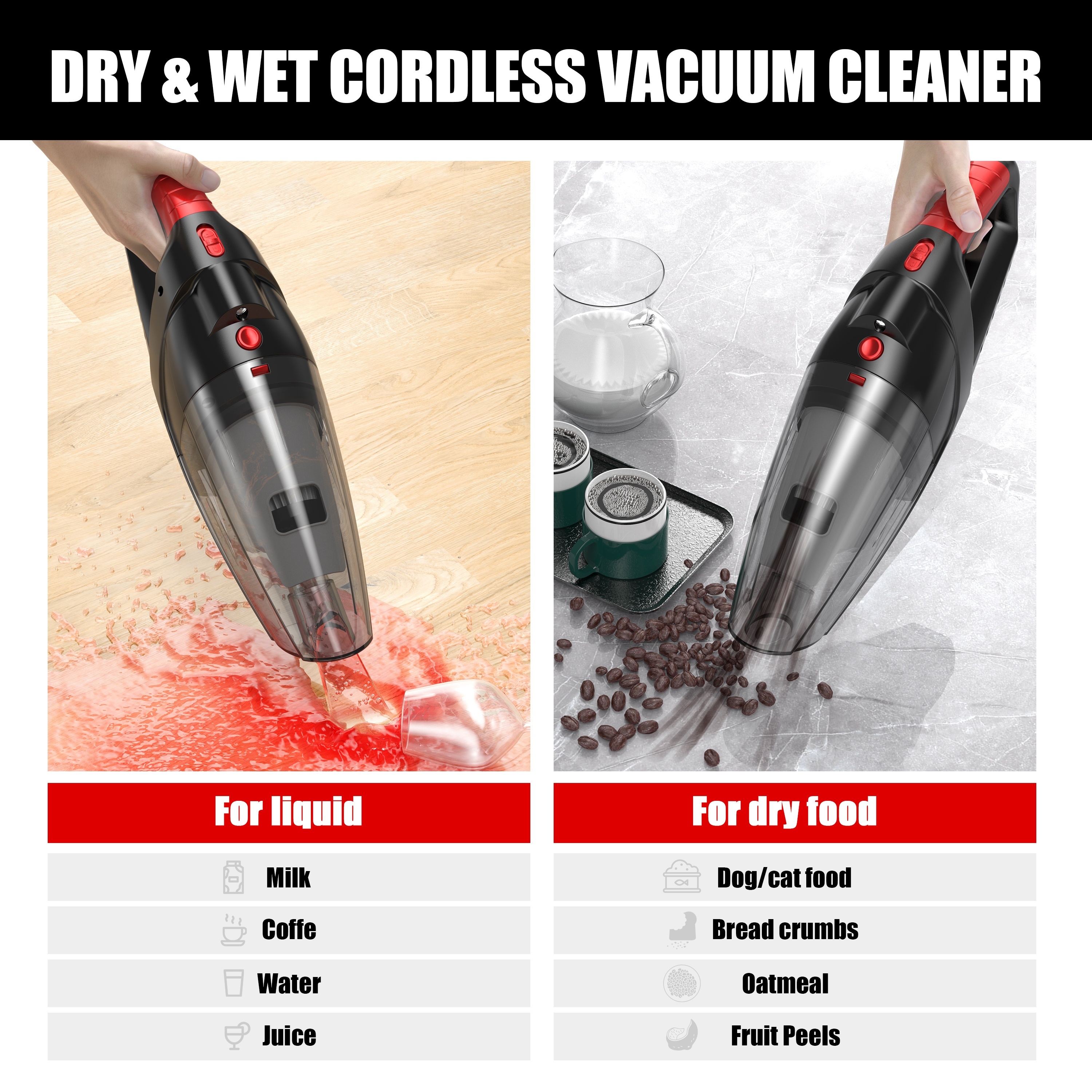 Hand Vacuum Cleaner Cordless Portable Handheld Vacuum Rechargeable