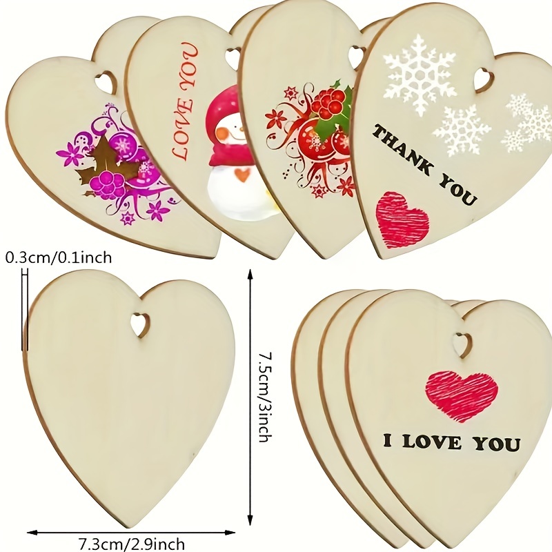 Love Diy Wooden Chips Blank Labels Heart Decor Rustic - Temu