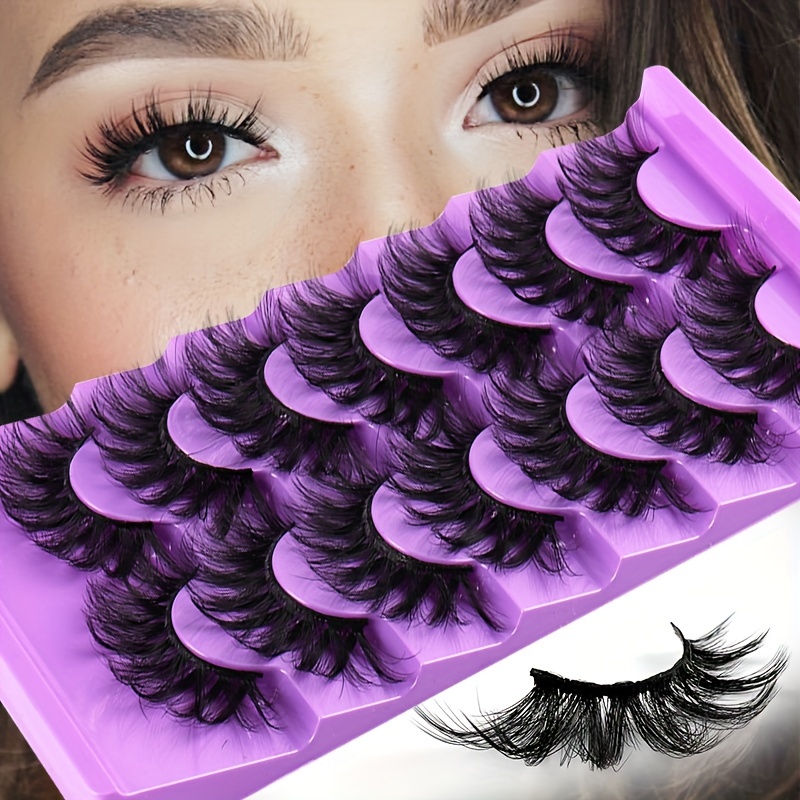 Faux Mink Lashes False Eyelashes Long Wispy Messy Lashes - Temu