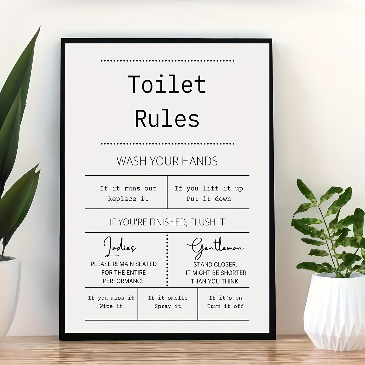 Stampa Delle Regole Della Toilette Da 1 Pezzo, Stampe Digitali Per