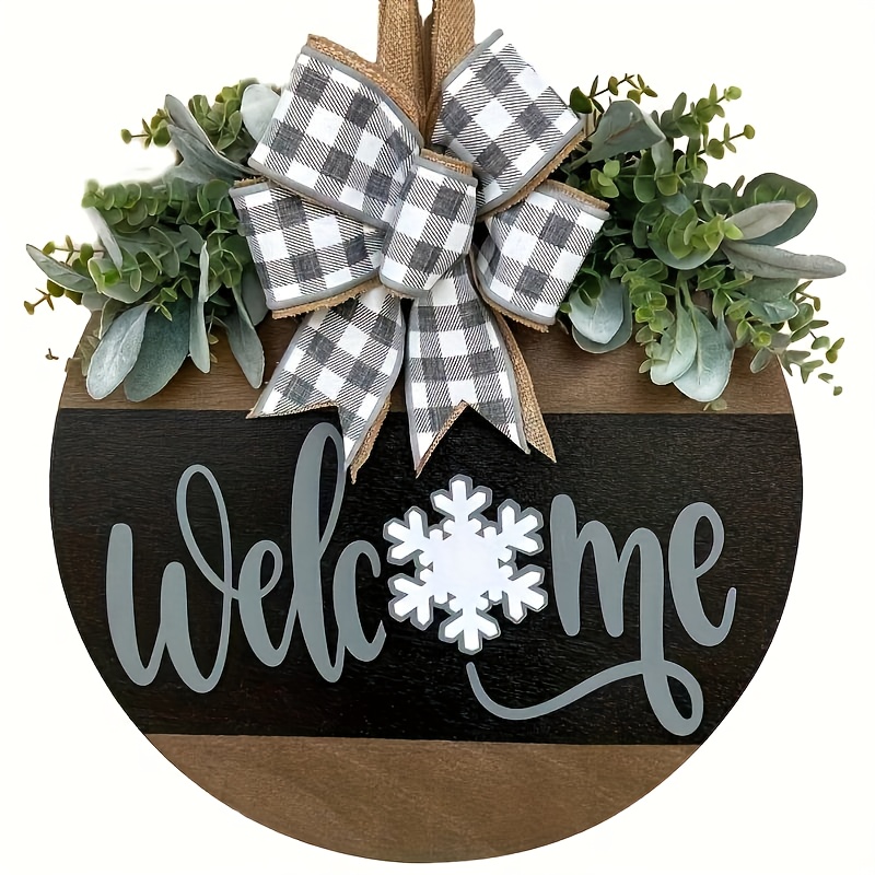 Christmas Welcome Sign Wood Decorations Welcome Sign Christmas Front  Snowflake