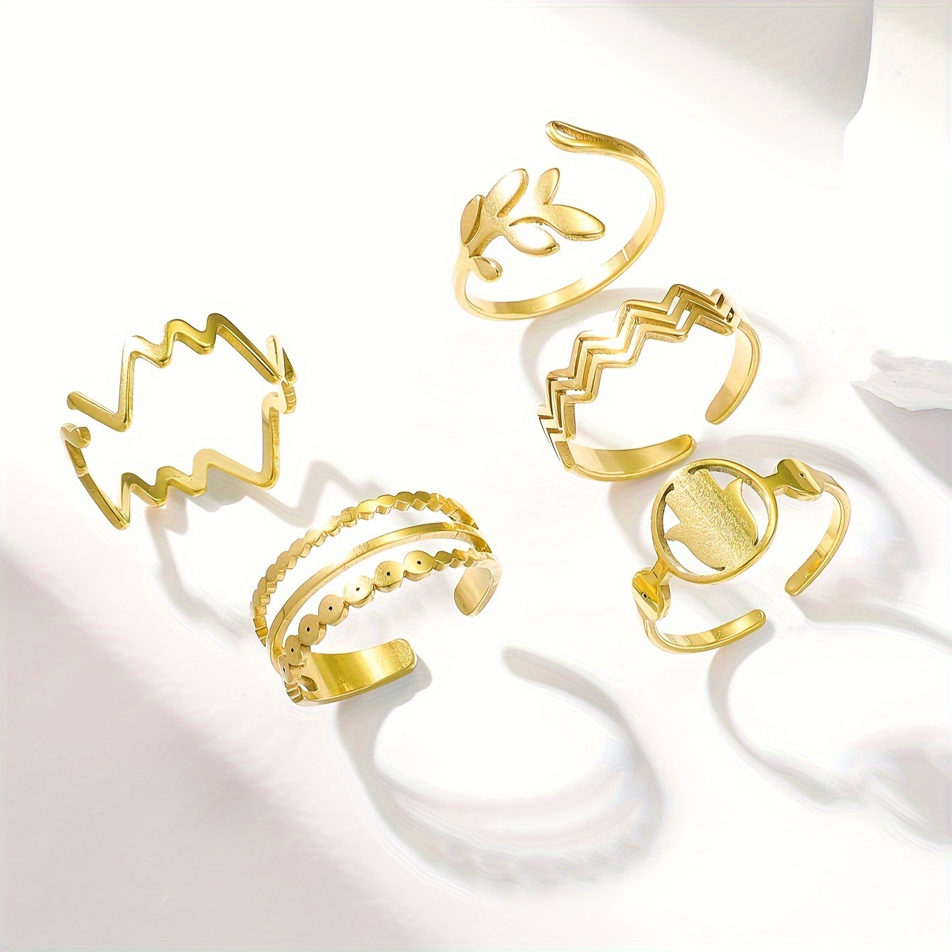 20 Pcs Adjustable Rings Set for Women - Finger Rings Pack Stackable Rings  for Teens- Cute Rings for Teen Girls -in Gold and Silver Tone, Metal
