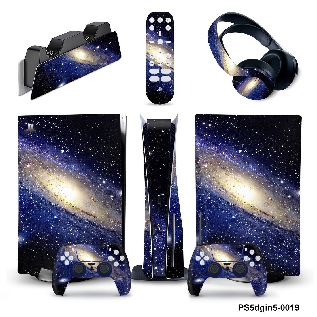 Skin Decal Sticker Cover for PS5 Console Disc Version + 2 Controller -  Golden