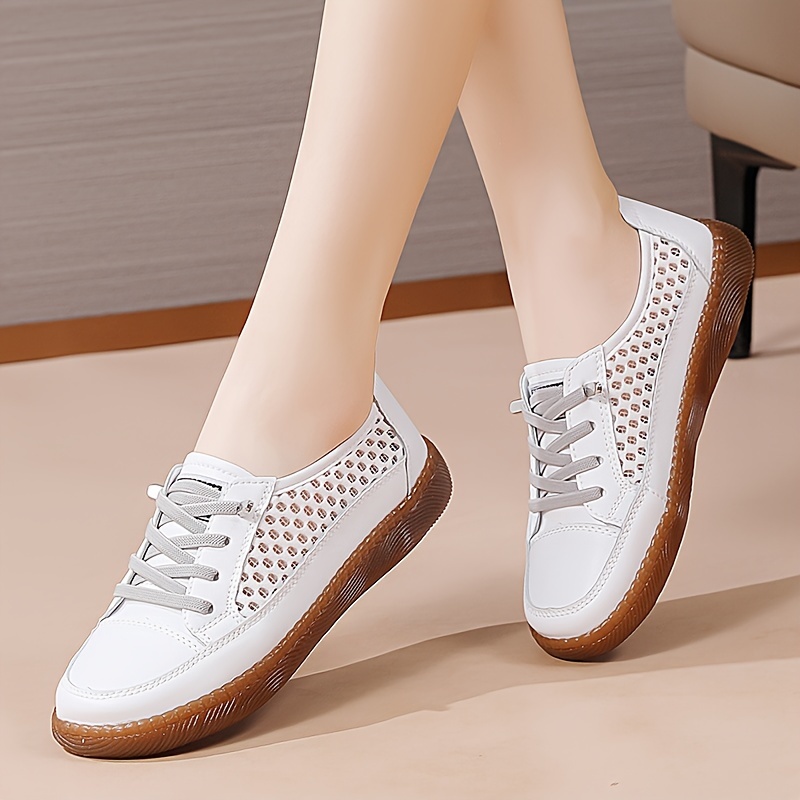 Zapatillas Mujer Diseño Huecos Zapatos Casuales Cordones - Temu
