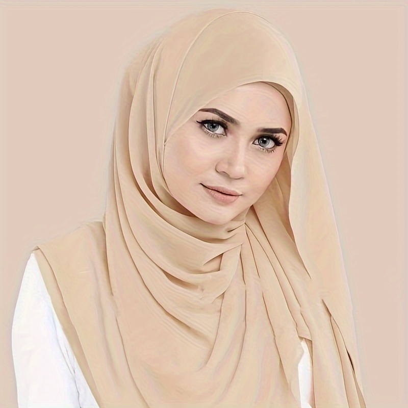 

Beige Chiffon Instant Hijab, Thin Breathable Sunscreen Scarf, Soft Cozy Windproof Pullover Head Wrap For Women