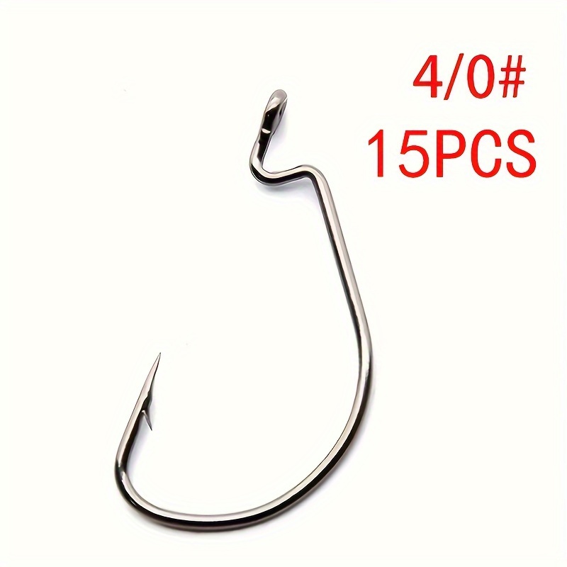 8# 4/0# Thin Wire Offset Ewg Worm Hook With Big Rings Carbon - Temu