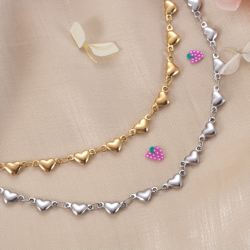 1meter Stainless Steel Love Heart Link Chain - Temu