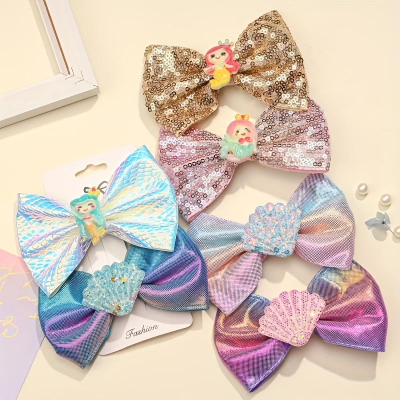 Mermaid Sequins Bow Hair Clip | Designer Hair Accessories