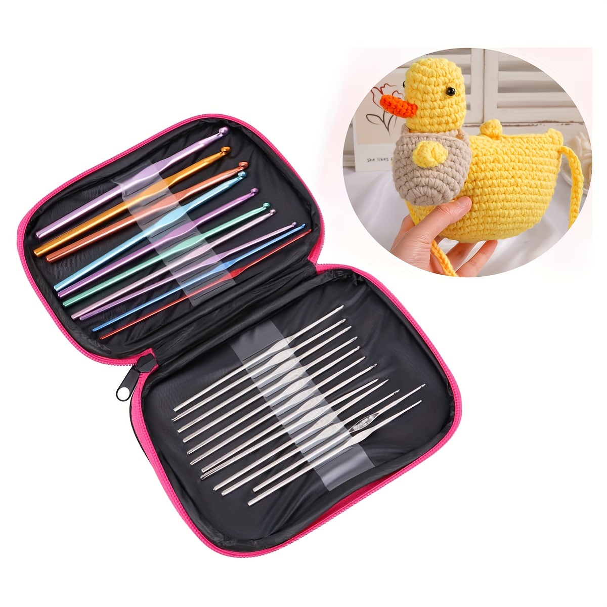 Crochet Hook Set With Carrying Case Metal Sweater Woven - Temu Bahrain