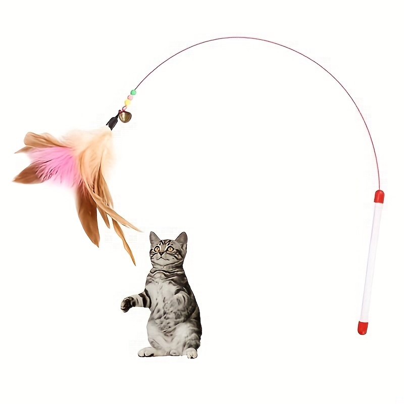 Cat Teaser Stick - Colorful Cat Fishing Pole Toy with Bell,Cat
