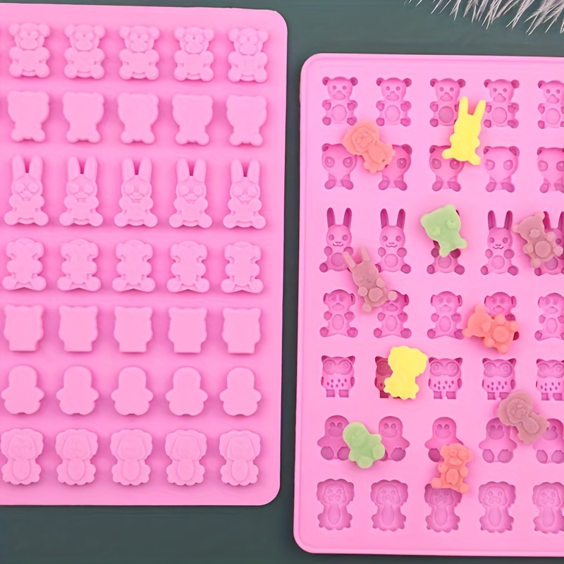 Cartoon Animals Gum Paste Mold, 3d Silicone Mold, 49 Cavity Candy