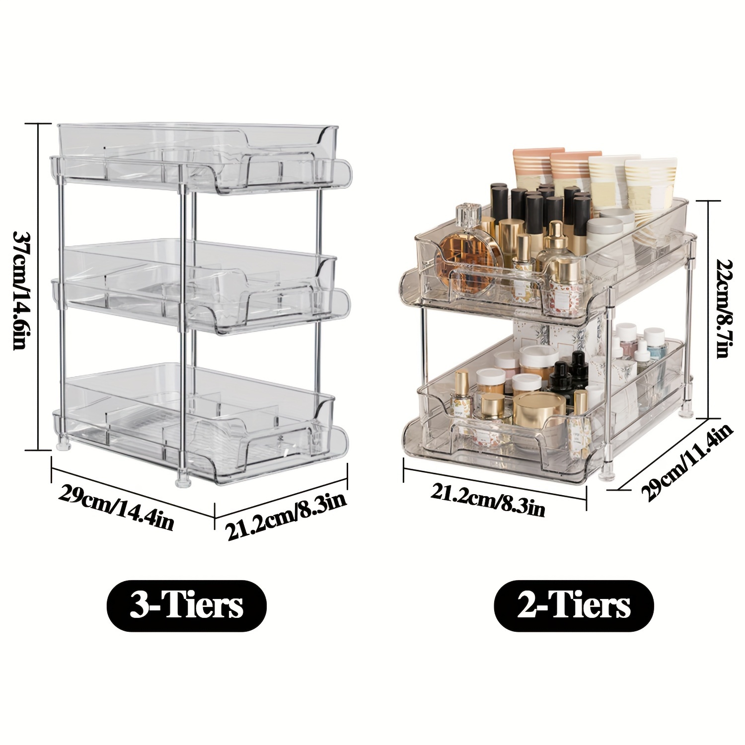3 Pack Under Sink Organizers And Storage With Dividers,2-Tier